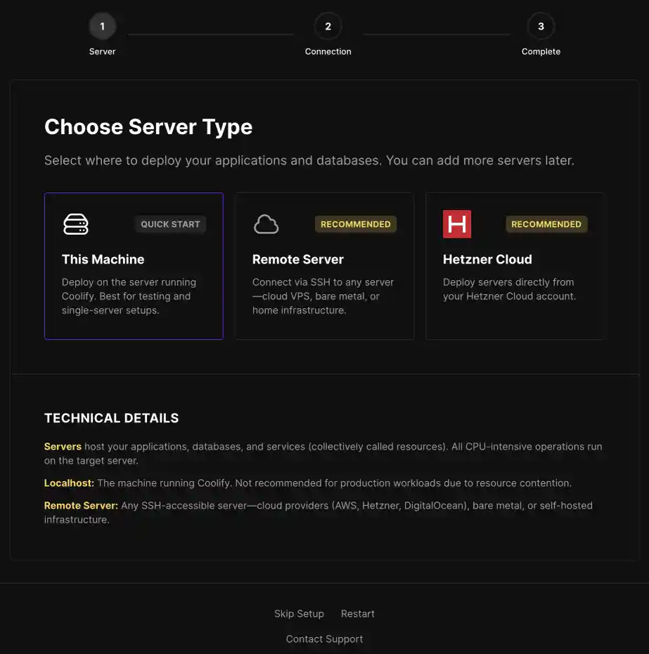 Choose a server type